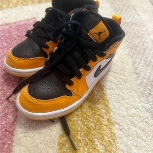 Jordan Kids Black and Orange High-Top Sneakers